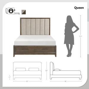 Ishana Platform Bed with Footboard Storage, Queen