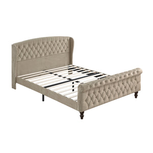 Nord Velvet Queen Platform Bed