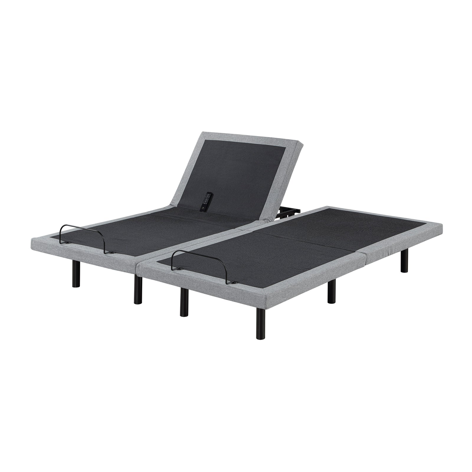 Maisonelle Textured Fabric Split Eastern King Power Heads and Foot Adjustable Bed Frames with Massage, Zero Gravity, Charging Ports and Nightlight