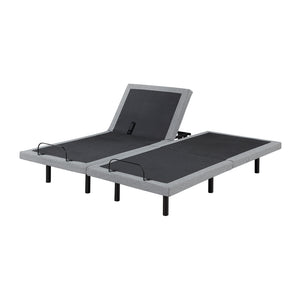 Maisonelle Textured Fabric Split Eastern King Power Heads and Foot Adjustable Bed Frames with Massage, Zero Gravity, Charging Ports and Nightlight