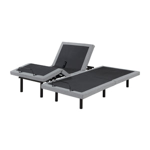Maisonelle Textured Fabric Split Eastern King Power Heads and Foot Adjustable Bed Frames with Massage, Zero Gravity, Charging Ports and Nightlight