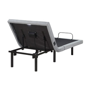 Maisonelle Textured Fabric Twin XL Power Head and Foot Adjustable Bed Frame with Massage, Zero Gravity, Charging Ports and Nightlight