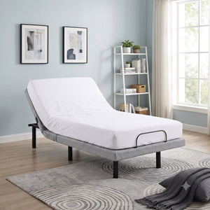 Maisonelle Textured Fabric Twin XL Power Head and Foot Adjustable Bed Frame with Massage, Zero Gravity, Charging Ports and Nightlight
