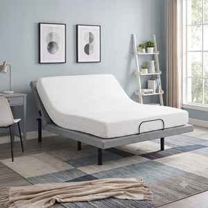 Maisonelle Textured Fabric Full Power Head and Foot Adjustable Bed Frame with Massage, Zero Gravity, Charging Ports and Nightlight