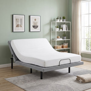 Maisonelle Textured Fabric Queen Power Head and Foot Adjustable Bed Frame with Massage, Zero Gravity, Charging Ports and Nightlight