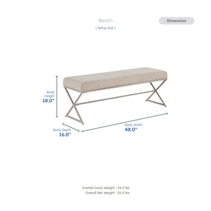 Catalina Chenille Fabric Bench