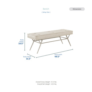 Malibu Textured Fabric Bench