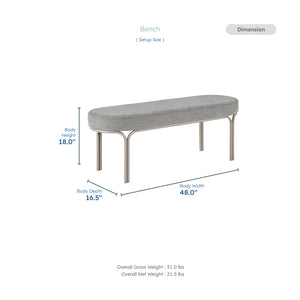 Wexford Chenille Fabric Bench
