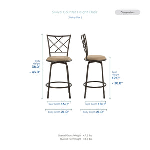 Valleste 3-Piece Pack Convertible Swivel Counter/Pub Height Chair (Set of 3)