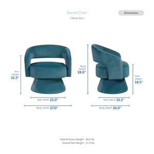 Arden Velvet Fabric Swivel Chair