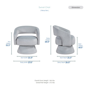Arden Velvet Fabric Swivel Chair