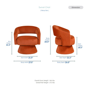 Arden Velvet Fabric Swivel Chair