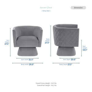 Gale Velvet Fabric Swivel Chair