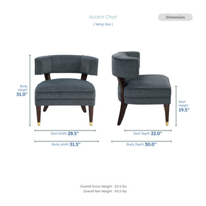 Crest Velvet Fabric Accent Chair