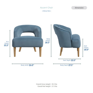 Elise Velvet Fabric Accent Chair