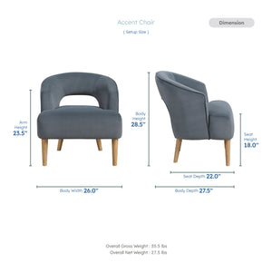 Elise Velvet Fabric Accent Chair