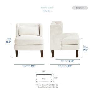 Clara Corduroy Fabric  Accent Chair