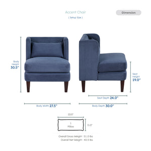 Clara Corduroy Fabric  Accent Chair
