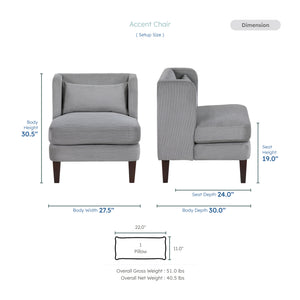 Clara Corduroy Fabric  Accent Chair