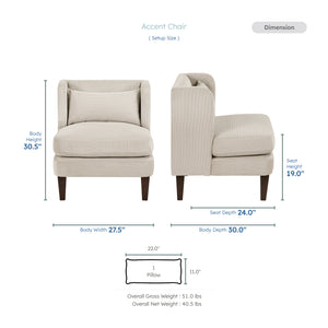 Clara Corduroy Fabric  Accent Chair
