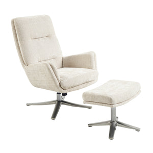 Pax Chenille Fabric Swivel Chair with Ottoman