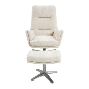 Pax Chenille Fabric Swivel Chair with Ottoman