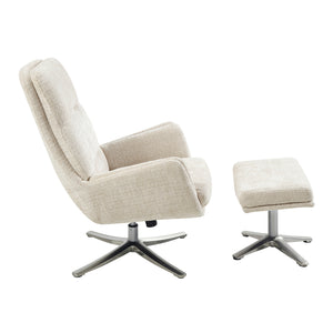Pax Chenille Fabric Swivel Chair with Ottoman