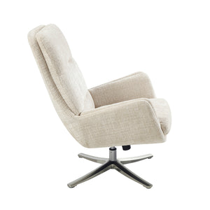 Pax Chenille Fabric Swivel Chair with Ottoman