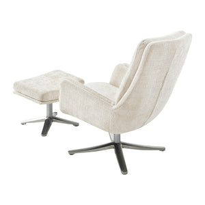 Pax Chenille Fabric Swivel Chair with Ottoman