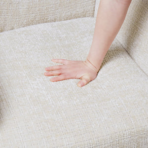Pax Chenille Fabric Swivel Chair with Ottoman