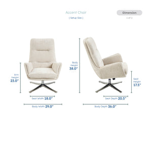 Pax Chenille Fabric Swivel Chair with Ottoman