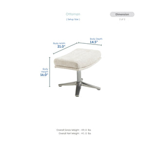 Pax Chenille Fabric Swivel Chair with Ottoman