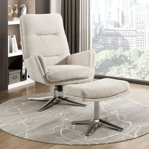 Pax Chenille Fabric Swivel Chair with Ottoman