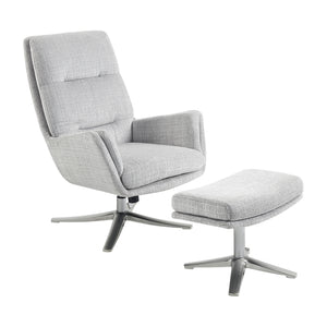 Pax Chenille Fabric Swivel Chair with Ottoman