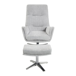 Pax Chenille Fabric Swivel Chair with Ottoman