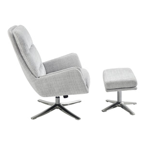 Pax Chenille Fabric Swivel Chair with Ottoman