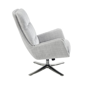 Pax Chenille Fabric Swivel Chair with Ottoman