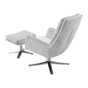 Pax Chenille Fabric Swivel Chair with Ottoman
