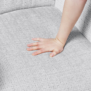 Pax Chenille Fabric Swivel Chair with Ottoman