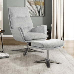Pax Chenille Fabric Swivel Chair with Ottoman