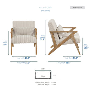 Bennett Corduroy Fabric Accent Chair
