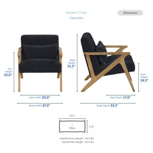 Bennett Corduroy Fabric Accent Chair
