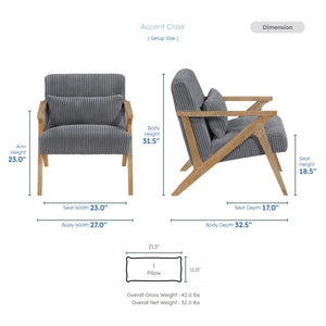 Bennett Corduroy Fabric Accent Chair