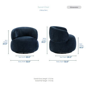 Rhea Chenille Fabric Swivel Chair