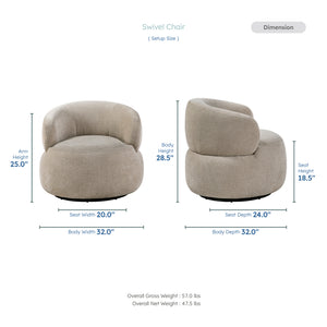 Rhea Chenille Fabric Swivel Chair