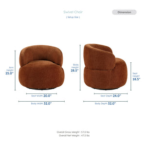 Rhea Chenille Fabric Swivel Chair