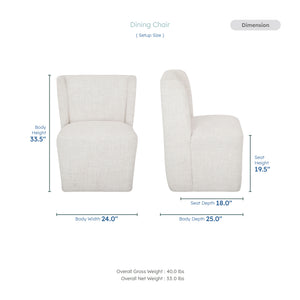 Ryka Boucle Dining Chair with Caster Base