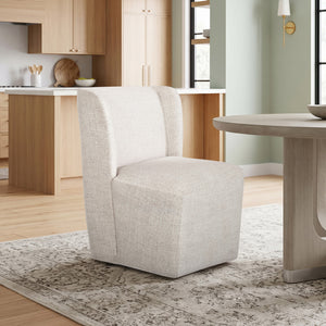 Ryka Boucle Dining Chair with Caster Base
