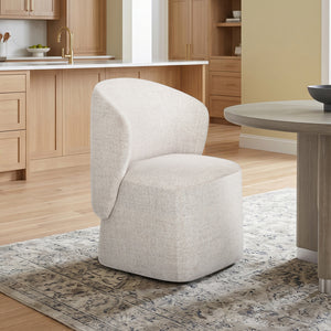 Veli Boucle Dining Chair with Caster Base