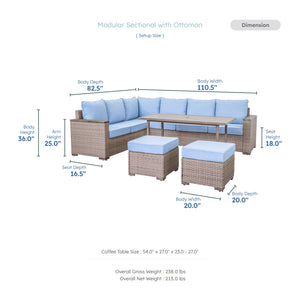 Serene Fabric Outdoor Sectional Set
